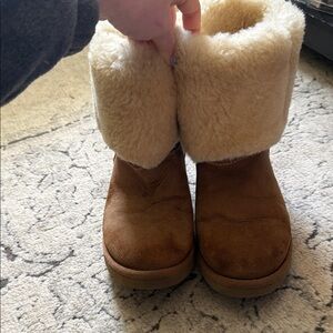 UGG Fold-Over Boots in Chestnut and Cream